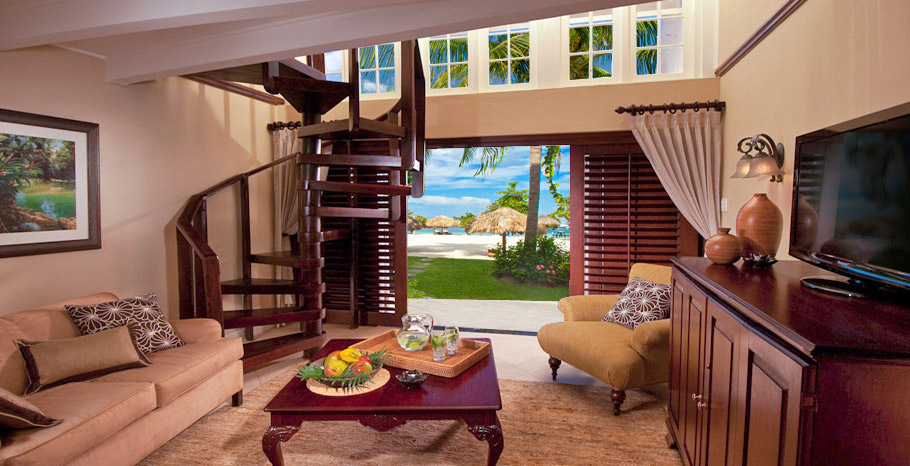 Caribbean Honeymoon Beachfront Two Story One Bedroom Butler Suite (1B)