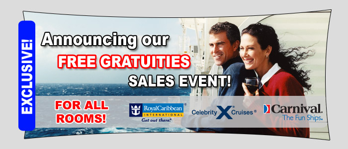 Free Pre-Paid Gratuities on Royal Caribbean, Carnival, and Celebrity Cruises