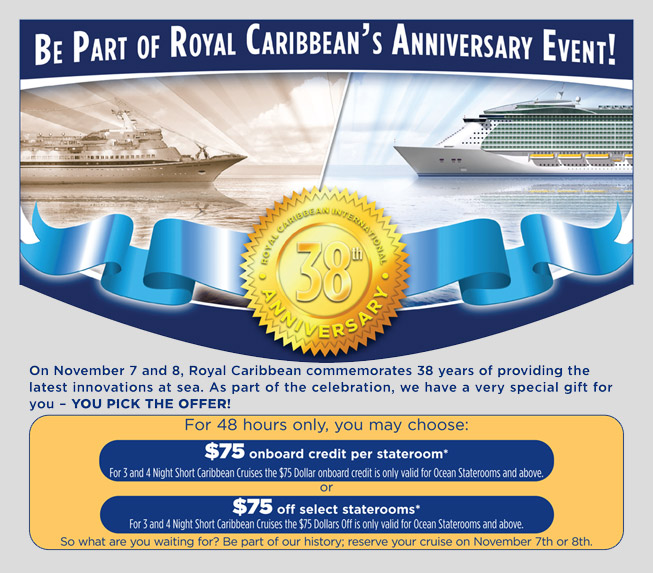 Royal Caribbean's 38th Anniversary Sale